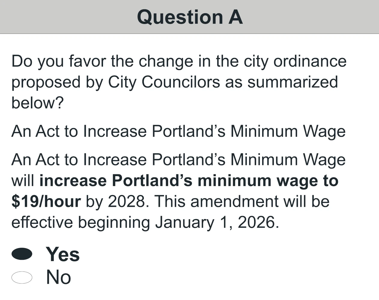 Question A sample ballot